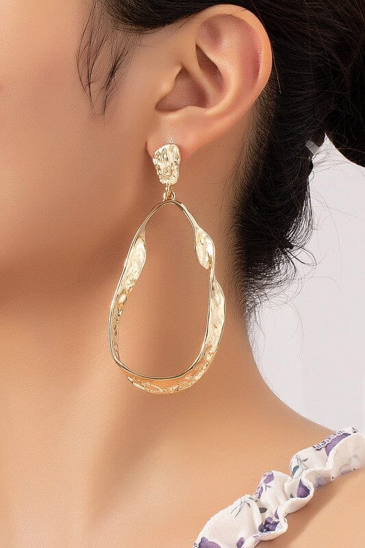 Statement hammered twisted metal hoop earrings LA3accessories Gold one size 