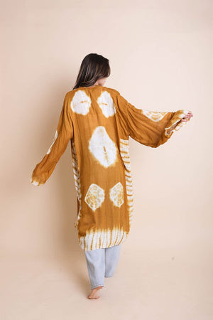 Tie Dye Longline Kimono with Full Sleeves Leto Accessories 