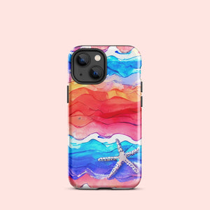 Watercolor Waves Starfish Tough Case for iPhone® Knitted Belle Boutique iPhone 13 mini 