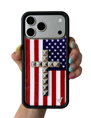 Stud Cross American Flag iPhone Case