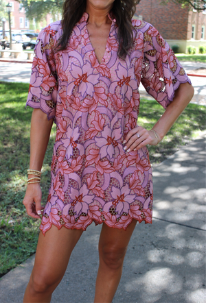 Lulu Short Sleeve Mini Caftan- Autumn