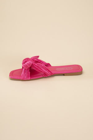 Bow Flat Slides - Black, Fuchsia, Cream