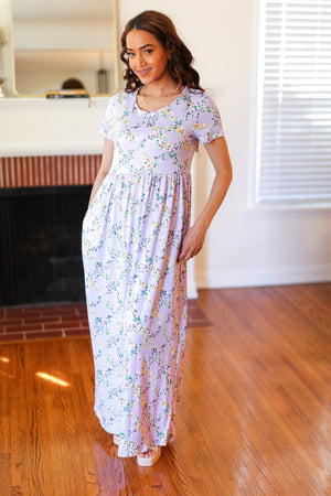 Lilic Floral Print Pocketed Fit & Flare Maxi Dress