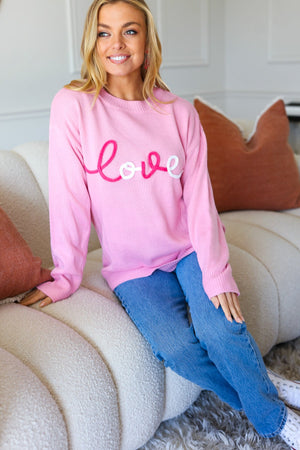 Love Is In The Air Pink Embroidered Pop Up Sweater