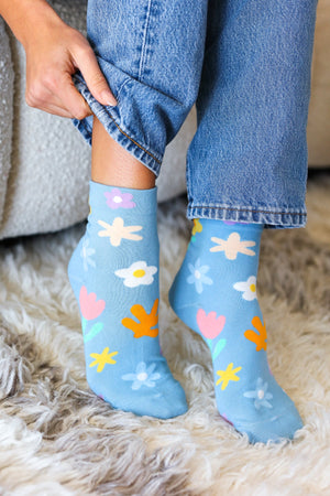 Sky Floral Ankle Socks