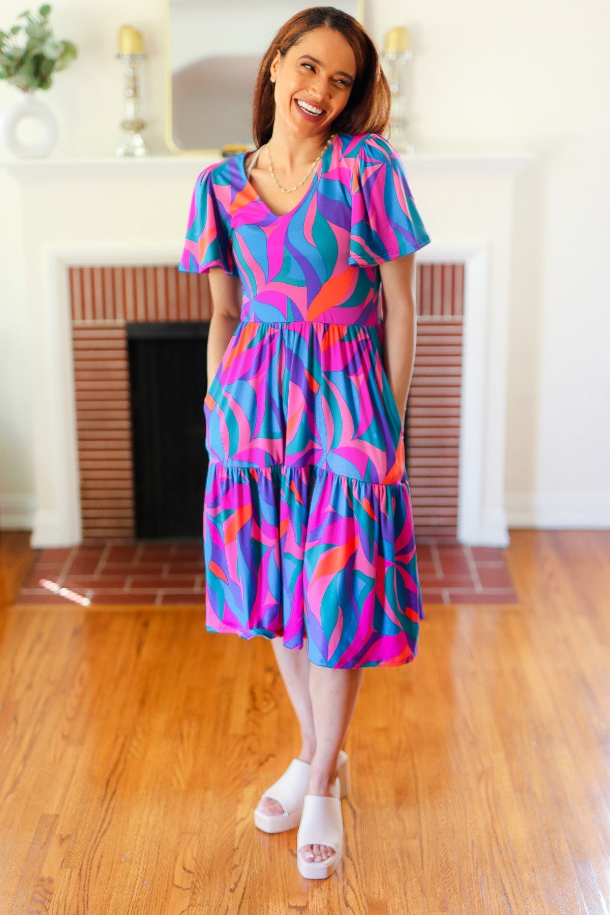 fuchsia and blue dress Caitlin Dress / Fuchsia Multi Fuchsia Multi / M main image 1