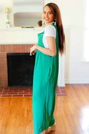 Summer Dreaming Emerald Wide Leg Suspender Overall Jumpsuit
