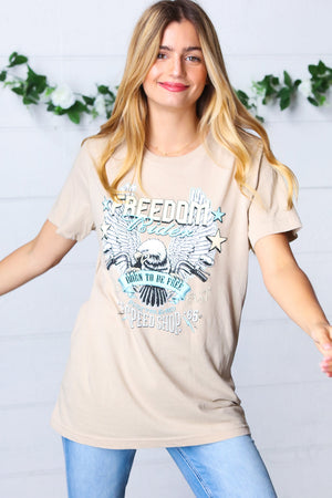 Oatmeal Cotton Freedom Rider Graphic Tee