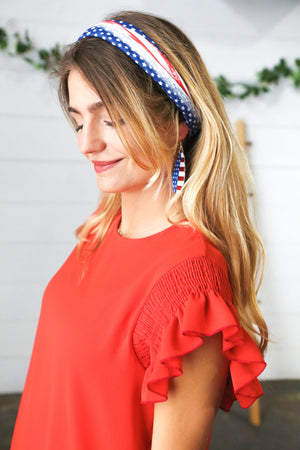 Red/White & Blue Knit Twist Headband