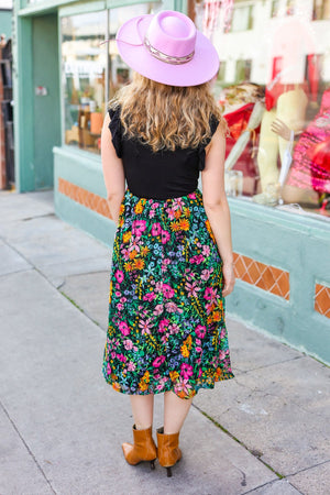 Lead The Way Black Multicolor Floral Lace Fit & Flare Lined Dress