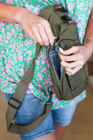 Army Green Nylon Casual Crossbody Sling Bag