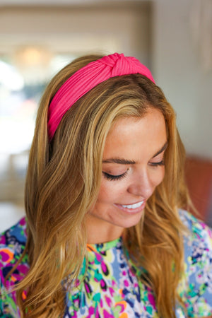 French Rose Ribbed Knit Top Knot Headband