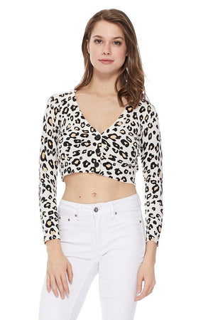 Cropped Bolero Leopard Print Sweater Cardigan