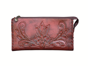 Hand-Tooled Leather Clutch, Wristlet & Crossbody - Multiple Colors
