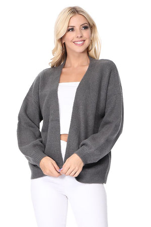Bubble Bell Sleeve Chunky Open Sweater Cardigan