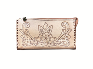 Hand-Tooled Leather Clutch, Wristlet & Crossbody - Multiple Colors