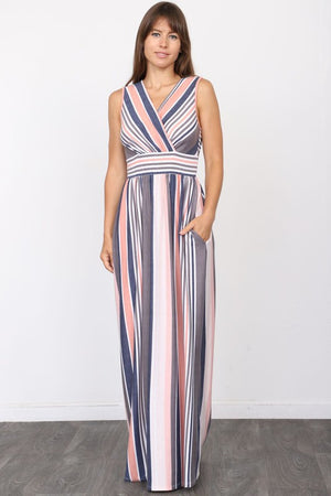 Surplice Stripe Maxi Dress