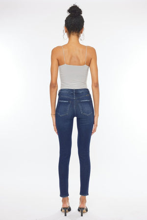 High Rise Piecing Detail Super Skinny Jeans