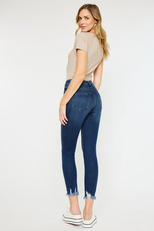 High Rise Hem Detail Ankle Skinny