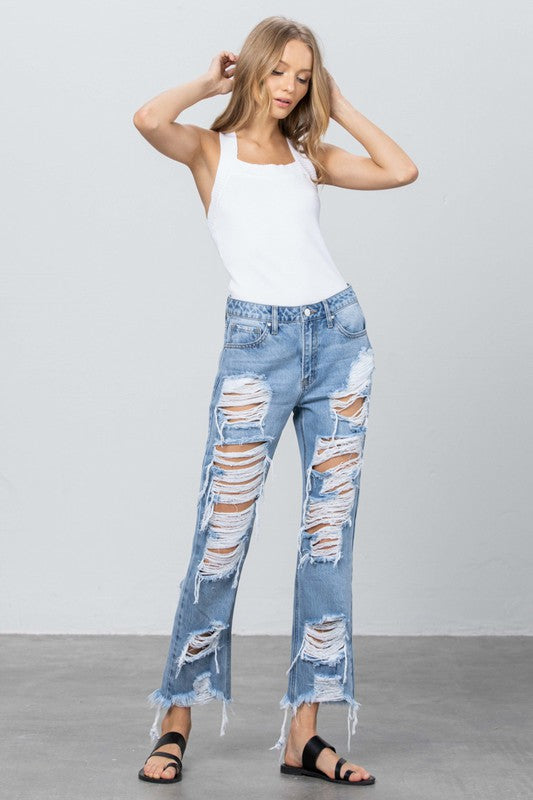 HEAVY DESTROYED STRAIGHT JEANS
