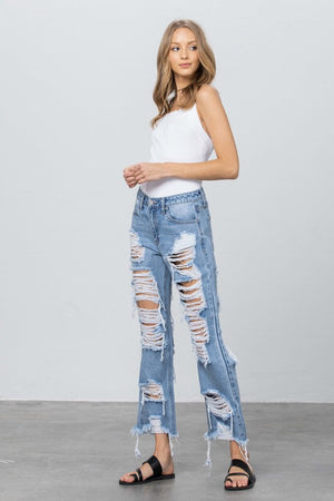 HEAVY DESTROYED STRAIGHT JEANS