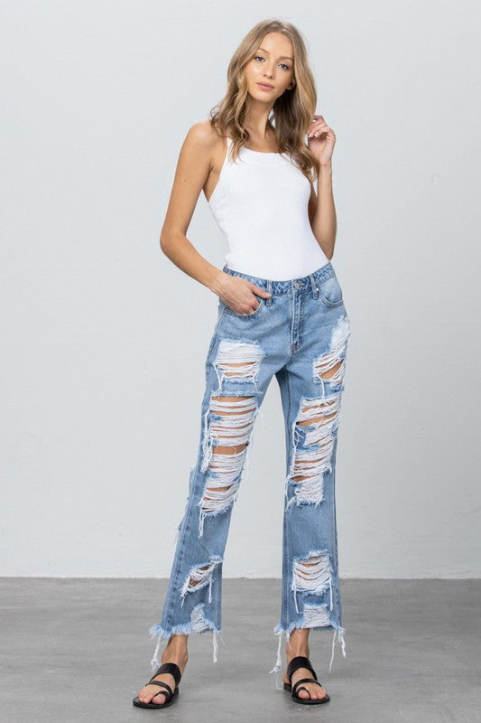 HEAVY DESTROYED STRAIGHT JEANS