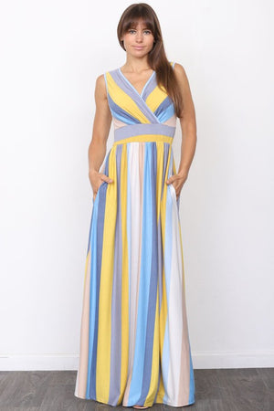 Surplice Stripe Maxi Dress