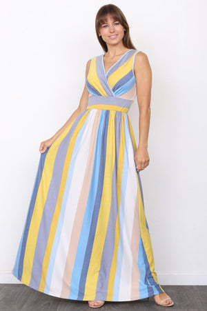 Surplice Stripe Maxi Dress