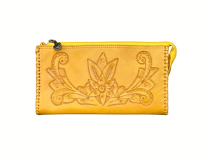 Hand-Tooled Leather Clutch, Wristlet & Crossbody - Multiple Colors