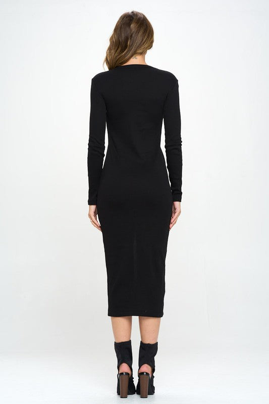 Made in USA Solid Rib Cardigan Midi Dress Made in USA Solid Rib Cardigan Midi Dress