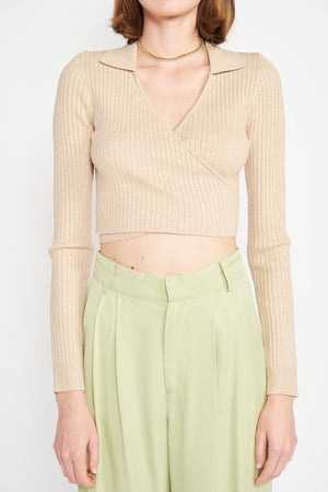 LONG SLEEVE WRAPPED CROP TOP