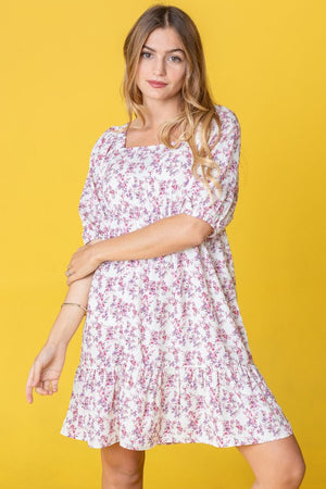 Ditsy Floral Squared Neck Mini Dress