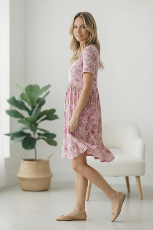 In the Sunshine Fuchsia Babydoll Dress