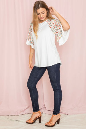 Double Ruffle Sleeve Floral Tunic