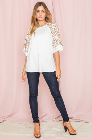 Double Ruffle Sleeve Floral Tunic