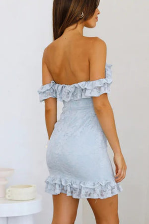 Ruffle Lace Off-The-Shoulder Mini Bodycon Dress