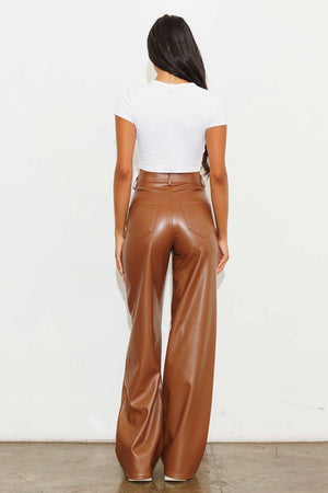 Vegan Leather Wide Leg Pants - Vibrant M.i.U