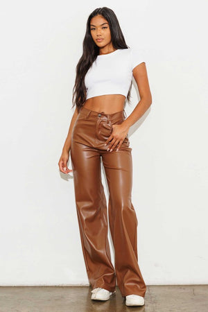 Vegan Leather Wide Leg Pants - Vibrant M.i.U