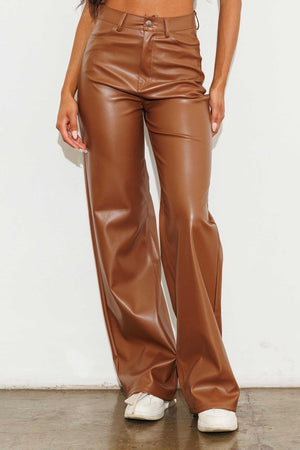 Vegan Leather Wide Leg Pants - Vibrant M.i.U