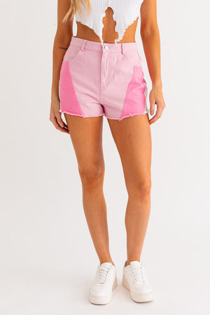 Color Block Shorts - Pink