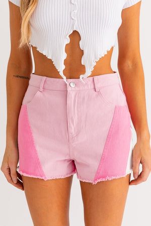 Color Block Shorts - Pink