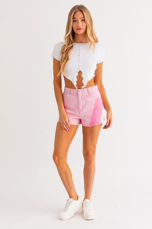 Color Block Shorts - Pink