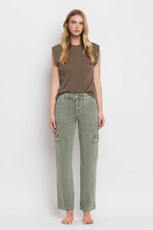 High Rise Cargo Straight Jeans - VERVET by Flying Monkey