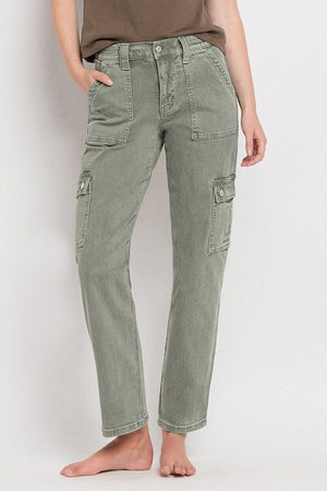 High Rise Cargo Straight Jeans - VERVET by Flying Monkey