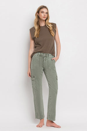 High Rise Cargo Straight Jeans - VERVET by Flying Monkey