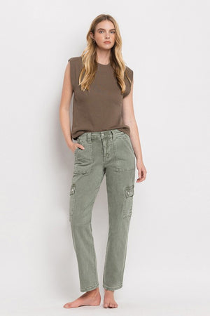 High Rise Cargo Straight Jeans - VERVET by Flying Monkey