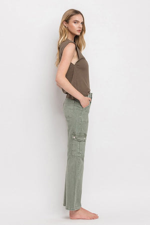 High Rise Cargo Straight Jeans - VERVET by Flying Monkey