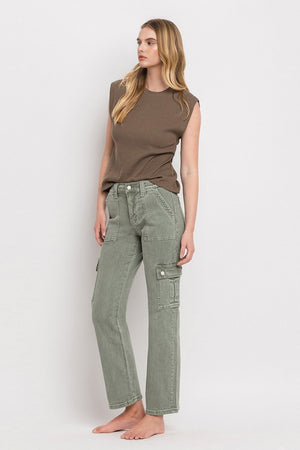 High Rise Cargo Straight Jeans - VERVET by Flying Monkey