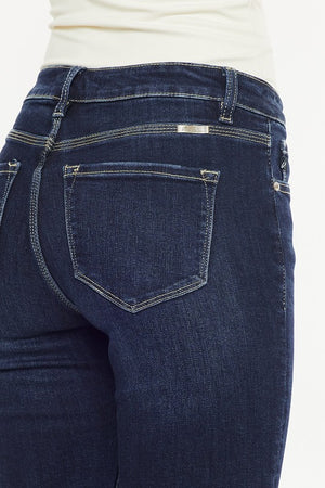 High Rise Button Down Cuffed Bermuda Jeans