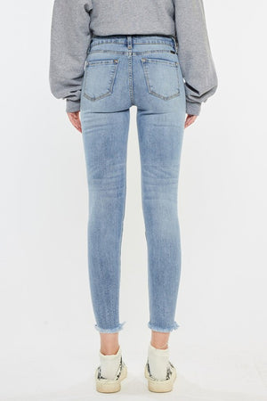 Mid Rise Distressed Ankle Skinny Jeans